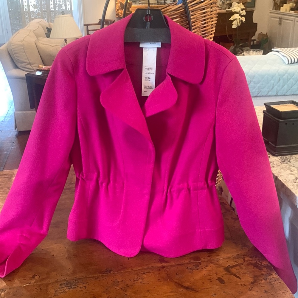 AKRIS punto us sz6 wool hot pink cinched jacket